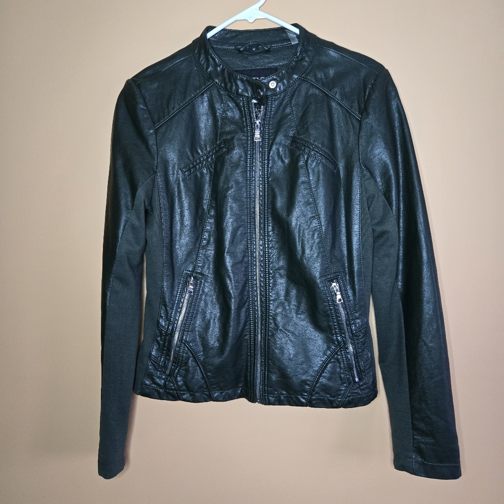 Guess Green Bomber Biker Vegan Leather Jacket, M (PTP=18") - Picture 2 of 15